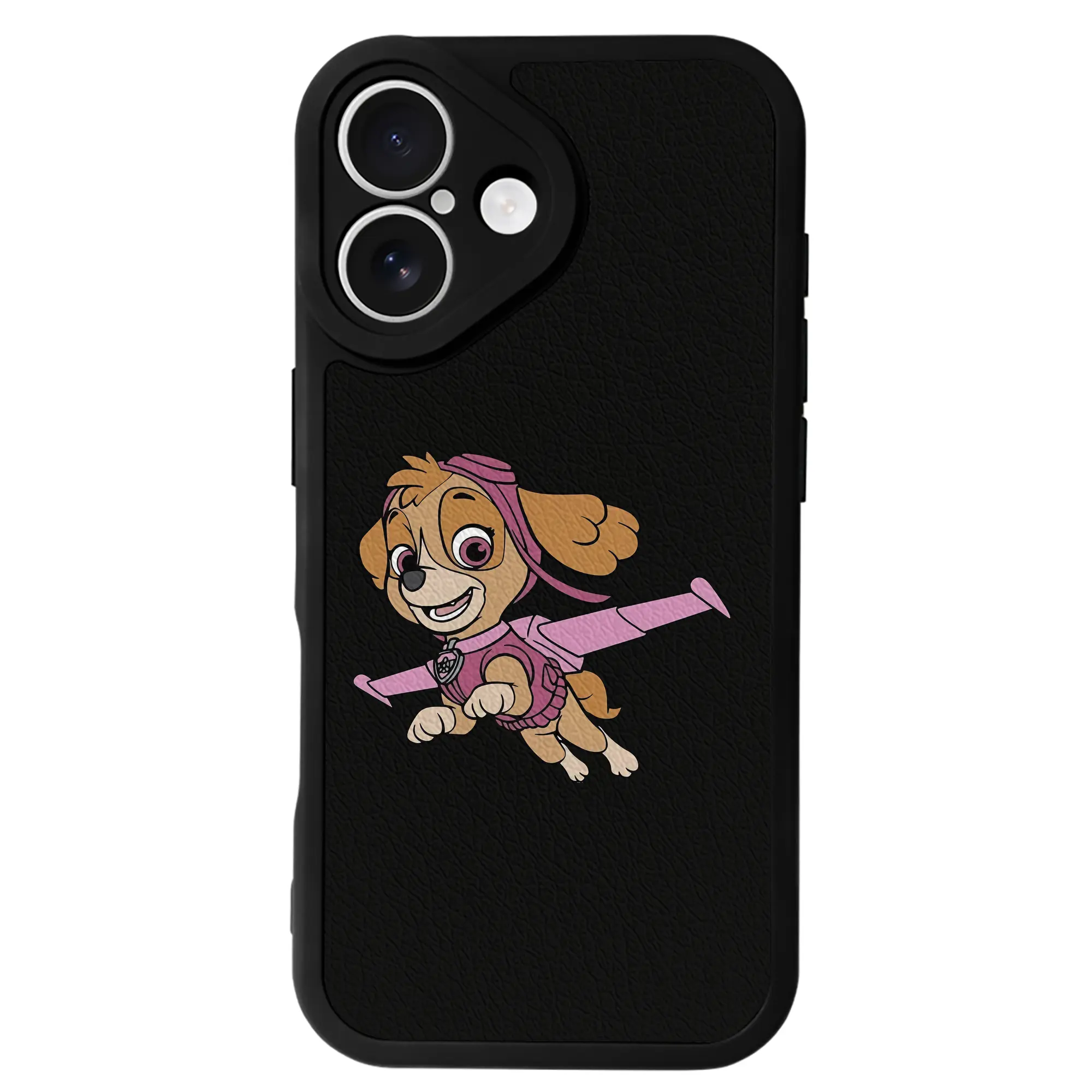 パウ・パトロール グッズ,スカイ - IPhone 16シリーズ対応 ・ シリコンスマホケース ・ レザー調 ・ 高精度フィット ・ 耐衝撃 ・ ワイヤレス充電対応 ・ 精密カット